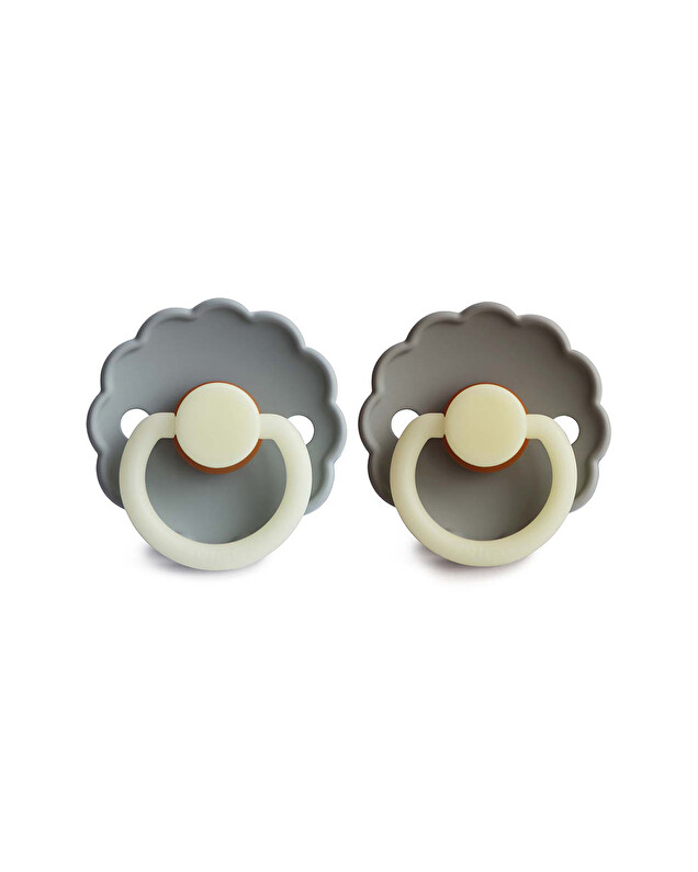 Frigg - Lot de 2 Tétines Daisy Night Caoutchouc French Gray & Portobello - 0/6 Mois